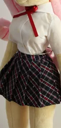 Size: 350x730 | Tagged: anthro, anthro plushie, artist:yukamina-plushies, breasts, busty fluttershy, clothes, derpibooru import, doll, dollfie, female, fluttershy, irl, photo, plaid, pleated skirt, plushie, safe, sexy, skirt, solo, toy, wip