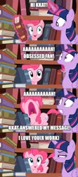 Size: 600x1352 | Tagged: safe, artist:estories, derpibooru import, pinkie pie, twilight sparkle, twilight sparkle (alicorn), alicorn, pony, fallout equestria, pinkie apple pie, female, image macro, kkat, mare, meme, screencap comic