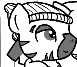 Size: 266x233 | Tagged: artist:ficficponyfic, close-up, colt quest, cropped, derpibooru import, edit, face, image macro, lust, male, meme, monochrome, oc, oc:adetokunbo, pirate, reaction image, sailor, smiling, solo, stallion, suggestive, toboggan, unofficial characters only, zebra