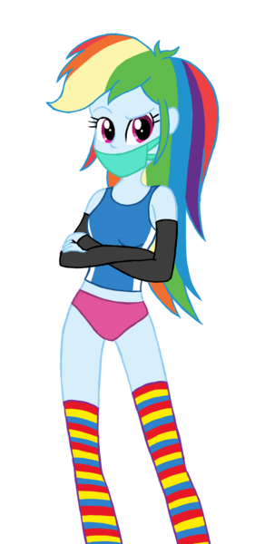 Size: 1017x2174 | Tagged: safe, artist:deannaphantom13, derpibooru import, rainbow dash, equestria girls, bikini bottom, clothes, rainbow socks, simple background, socks, solo, striped socks, tankini, tanktop, transparent background