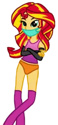 Size: 1221x2608 | Tagged: safe, artist:deannaphantom13, derpibooru import, sunset shimmer, equestria girls, bikini bottom, clothes, simple background, solo, tankini, tanktop, transparent background