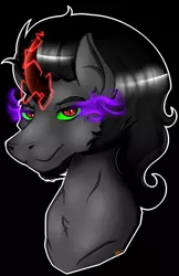 Size: 720x1110 | Tagged: artist:amberony, bust, corrupted, dark magic, derpibooru import, evil, king sombra, magic, safe, sombra eyes