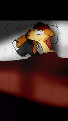 Size: 720x1280 | Tagged: artist:fapshack, bed, blanket, changeling, cuddling, derpibooru import, explicit source, oc, oc x oc, on bed, safe, sleeping, snuggling, spooning, unofficial characters only