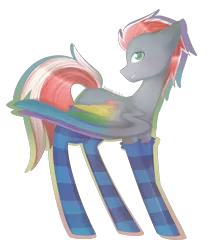 Size: 3356x4000 | Tagged: safe, artist:kurochhi, derpibooru import, oc, unofficial characters only, pegasus, pony, absurd resolution, clothes, socks, solo, striped socks