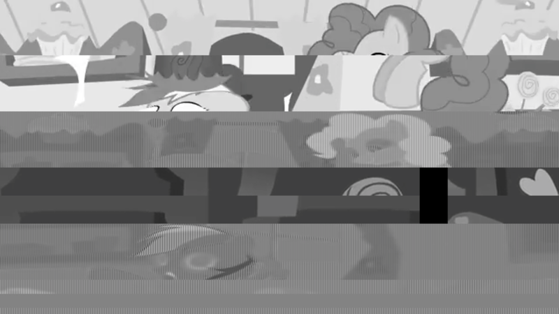 Size: 1920x1080 | Tagged: cupcakes hd, derpibooru import, error, glitch, grayscale, monochrome, pinkie pie, rainbow dash, semi-grimdark