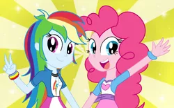 Size: 1816x1136 | Tagged: safe, artist:luckyacesnof, derpibooru import, pinkie pie, rainbow dash, equestria girls, just friends