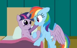 Size: 1280x800 | Tagged: safe, artist:cybersquirrel, derpibooru import, rainbow dash, twilight sparkle, twilight sparkle (alicorn), alicorn, pony, amputation, bed, crying, female, hospital, hospital bed, mare, sad, scar, transplant, wings