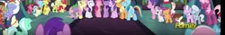 Size: 1470x228 | Tagged: safe, derpibooru import, screencap, apple bloom, applejack, big macintosh, bon bon, carrot cake, cheerilee, cookie crumbles, cup cake, diamond tiara, fluttershy, granny smith, lyra heartstrings, pinkie pie, pound cake, pumpkin cake, rainbow blaze, rainbow dash, rarity, scootaloo, silver spoon, spike, starlight glimmer, sweetie belle, sweetie drops, twilight sparkle, twilight sparkle (alicorn), alicorn, pony, a hearth's warming tail, cropped, cutie mark, cutie mark crusaders, discovery family logo, female, filly, mane seven, mane six, mare, the cmc's cutie marks, wall of tags