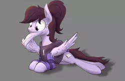 Size: 1280x836 | Tagged: safe, artist:anearbyanimal, artist:lux, derpibooru import, oc, oc:pillow case, unofficial characters only, pegasus, pony, clothes, collaboration, cute, preening, solo, sweater, wing fluff