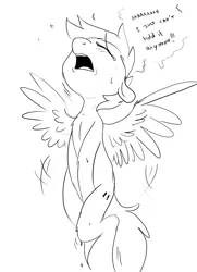 Size: 2480x3425 | Tagged: artist:theponybox696, blushing, comic:the cutie pee, covering crotch, derpibooru import, desperation, monochrome, need to pee, omorashi, pissing, potty dance, potty emergency, potty time, rainbow dash, solo, suggestive, teary eyes, the cutie map, trotting in place, urine