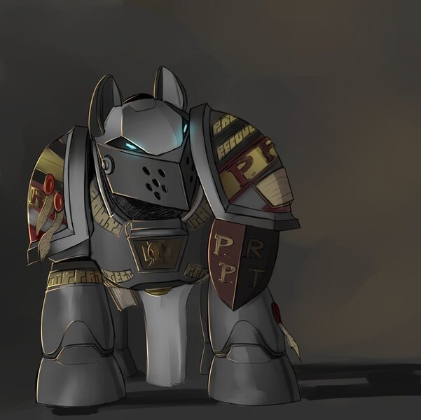 Size: 894x893 | Tagged: armor, artist:moon petals, crossover, derpibooru import, grey knights, ponified, power armor, powered exoskeleton, purity seal, safe, solo, terminator armor, warhammer 40k, warhammer (game)