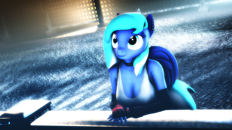 Size: 1920x1080 | Tagged: 3d, anthro, anthro oc, artist:star-lightstarbright, clothes, derpibooru import, digital art, female, gloves, mare, oc, oc:starlight starbright, pegasus, safe, solo, swimming pool, unofficial characters only, water