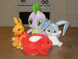 Size: 2048x1539 | Tagged: artist:cheerbearsfan, derpibooru import, duplo, irl, lego, photo, plushie, rabbit, safe, spike, winx club