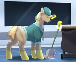 Size: 1280x1051 | Tagged: artist:nsfwbonbon, blank flank, derpibooru import, hairnet, janitor, magic, mop, oc, project alicorn, safe, solo, unofficial characters only