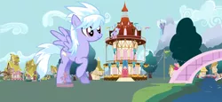 Size: 3750x1719 | Tagged: safe, artist:darkoverlords, derpibooru import, cloudchaser, flitter, pony, giant pony, macro, ponyville