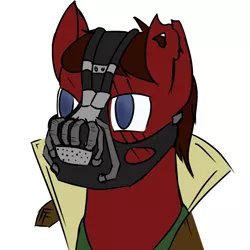 Size: 2000x2000 | Tagged: artist:frecklesfanatic, bane, baneposting, clothes, coat, derpibooru import, fallout equestria, fallout equestria: murky number seven, mask, oc, oc:brimstone blitz, safe, scar, solo, unofficial characters only