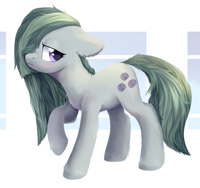 Size: 1438x1348 | Tagged: artist:kaylemi, chest fluff, derpibooru import, ear fluff, hair over one eye, marble pie, raised hoof, safe, solo