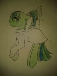 Size: 480x640 | Tagged: artist needed, safe, derpibooru import, oc, oc:deoxy, unofficial characters only, earth pony, pony, clothes, lab coat, solo, traditional art