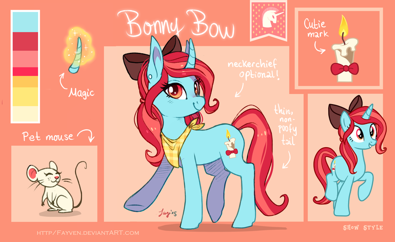 Size: 2865x1756 | Tagged: safe, artist:fayven, derpibooru import, oc, oc:bonny bow, unofficial characters only, mouse, bow, hair bow, reference sheet, solo