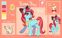 Size: 2865x1756 | Tagged: safe, artist:fayven, derpibooru import, oc, oc:bonny bow, unofficial characters only, mouse, bow, hair bow, reference sheet, solo