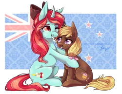 Size: 2192x1692 | Tagged: safe, artist:fayven, derpibooru import, oc, oc:bonny bow, oc:muffaloo, unofficial characters only, bow, hair bow