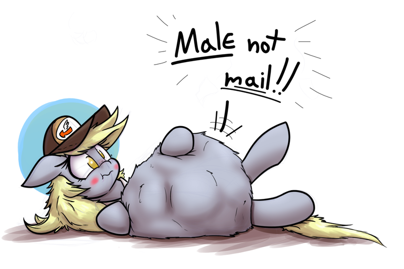 Size: 1280x853 | Tagged: questionable, artist:bellspurgebells, derpibooru import, derpy hooves, pegasus, pony, belly, blushing, confused, derpypred, female, fetish, impossibly large belly, mare, struggling, vore