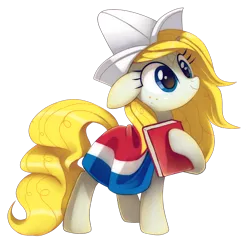 Size: 1024x1000 | Tagged: artist:pepooni, book, cap, derpibooru import, dutch, dutch cap, flag, hat, national flag, nation ponies, netherlands, oc, oc:lora ipsa, ponified, safe, simple background, solo, transparent background, unofficial characters only