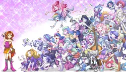 Size: 2000x1147 | Tagged: safe, artist:ddd1983, derpibooru import, adagio dazzle, apple bloom, applejack, aria blaze, blueberry pie, bon bon, bulk biceps, derpy hooves, diamond tiara, flash sentry, fluttershy, fuchsia blush, lavender lace, lyra heartstrings, octavia melody, photo finish, pinkie pie, pixel pizazz, princess celestia, princess luna, rainbow dash, rarity, raspberry fluff, scootaloo, silver spoon, snails, snips, sonata dusk, spike, sunset shimmer, sweetie belle, sweetie drops, trixie, twilight sparkle, twilight sparkle (alicorn), vinyl scratch, violet blurr, dog, equestria girls, rainbow rocks, :t, armpits, background human, best human, bracelet, clothes, cutie mark crusaders, dj snazzy snails, female, flying, grin, gritted teeth, humane five, humane six, mc snips, on back, open mouth, ponied up, principal celestia, prone, running, side, skirt, sleeveless, smiling, spike the dog, sunset shimmer gets all the mares, tanktop, the dazzlings, the muffins, the rainbooms, the snapshots, trixie and the illusions, vice principal luna, walking, wall of tags, wide eyes, wink, wristband