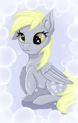 Size: 2893x4537 | Tagged: safe, artist:nuumia, derpibooru import, derpy hooves, pegasus, pony, absurd resolution, bubble, chest fluff, ear fluff, female, mare, solo