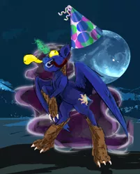 Size: 2633x3277 | Tagged: artist:owlvortex, derpibooru import, hat, moon, party hat, princess luna, safe, solo, wat, wereluna