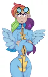 Size: 2000x3200 | Tagged: safe, artist:mili-kat, derpibooru import, rainbow dash, human, newbie dash, clothes, humanized, solo, wonderbolts uniform