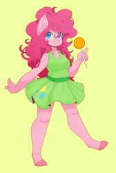 Size: 1440x2149 | Tagged: anthro, artist:arachne149, candy, clothes, derpibooru import, dress, food, lollipop, looking at you, pinkie pie, safe, solo, unguligrade anthro, unshorn fetlocks