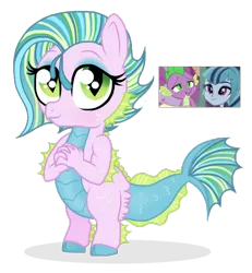 Size: 558x603 | Tagged: safe, artist:unoriginai, derpibooru import, sonata dusk, spike, oc, dragon, hippocampus, hybrid, merpony, siren, adoptable, baby dragon, crack ship offspring, crack shipping, cute, female, interspecies offspring, male, offspring, parent:sonata dusk, parent:spike, parents:spinata, screencap reference, shipping, simple background, spinata, straight, transparent background