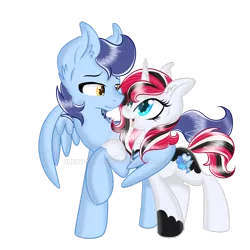 Size: 1024x1024 | Tagged: safe, artist:silent-shadow-wolf, derpibooru import, oc, oc:crystal luck, oc:thunder jack, unofficial characters only, pegasus, pony, unicorn, simple background, transparent background, watermark