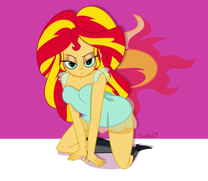 Size: 1721x1498 | Tagged: suggestive, artist:superion, derpibooru import, sunset shimmer, equestria girls, bedroom eyes, female, looking at you, sexy, solo, solo female