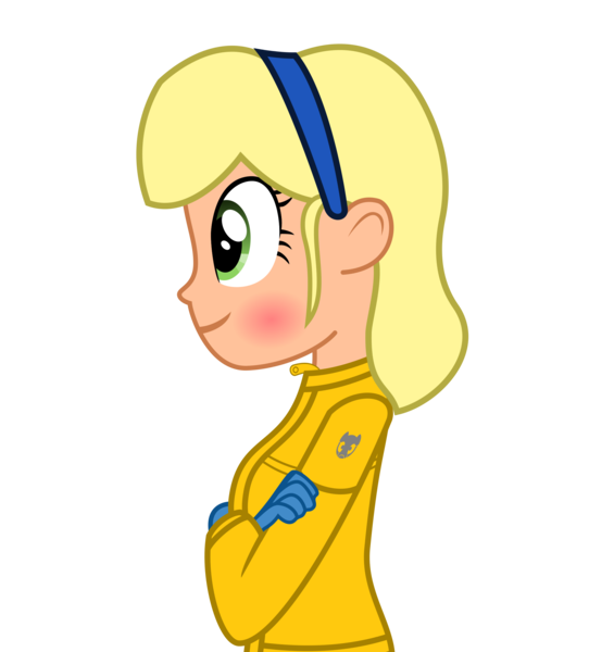 Size: 2260x2500 | Tagged: safe, artist:applec1234, deleted from derpibooru, derpibooru import, oc, oc:ellaprihaig, unofficial characters only, equestria girls, clothes, gloves, headband, inkscape, jacket, simple background, solo, transparent background, vector