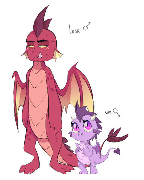 Size: 1024x1280 | Tagged: artist:craftedfun3, derpibooru import, dragon, oc, oc:eva, oc:tusk, offspring, parent:garble, parent:princess ember, parents:emble, safe, unofficial characters only