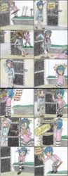 Size: 1280x3307 | Tagged: safe, artist:meiyeezhu, derpibooru import, flash sentry, oc, equestria girls, ambush, banging, blue hair, cell, clothes, club, coat, comic, cot, crimson comet, despair, desperate, desperation, disbelief, disguise, dizzy, door, embarrassed, escape, frustrated, gloves, guard, hat, humanized, humanized ponified human, humiliation, injured, ironic, irony, key, knocking, laughing, male, mattress, metal, midget, officer, old master q, padlock, parody, prison, prison guard, prison outfit, prison stripes, prisoner, reference, sad, sitting, slam, sneaky, starshooter, stilts, stripes, trap, trapped, unconscious, uniform, upset, walking away, waving, weapon, yelling