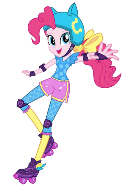 Size: 710x1067 | Tagged: safe, derpibooru import, official, pinkie pie, equestria girls, friendship games, looking at you, roller skates, simple background, solo, transparent background, vector