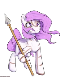 Size: 1225x1575 | Tagged: safe, artist:alasou, deleted from derpibooru, derpibooru import, princess celestia, earth pony, pony, female, image, mare, pink-mane celestia, png, simple background, solo, spear, stripes, transparent background, tribal, tribal marking, weapon, younger