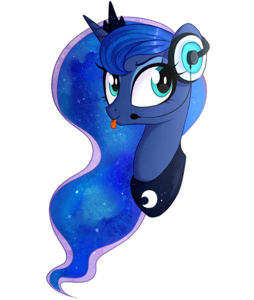 Size: 713x843 | Tagged: dead source, safe, artist:sevedie, derpibooru import, princess luna, gamer luna, :p, bust, headphones, microphone, portrait, simple background, solo, tongue out, transparent background