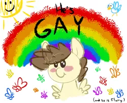 Size: 1024x835 | Tagged: artist:korgikardigan, ask-the-crystal-crew, cute, derpibooru import, gay, headcanon, lgbt headcanon, male, older, poundabetes, pound cake, rainbow, safe, sexuality headcanon, solo