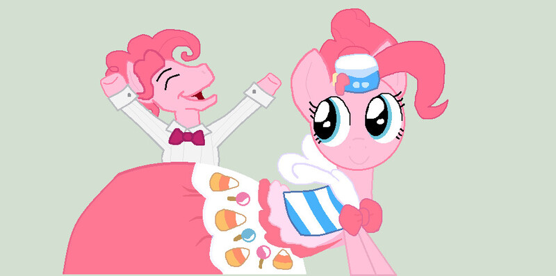 Size: 993x493 | Tagged: artist:thecaringstallion, bubble berry, bubblepie, clothes, derpibooru import, dress, female, gala dress, male, pinkie pie, rule 63, safe, saloon dress, selfcest, self ponidox, shipping, straight