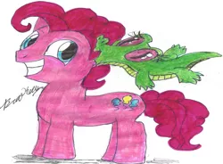 Size: 754x556 | Tagged: artist:brookellyn, bubble berry, derpibooru import, gummy, pinkie pie, rule 63, safe, traditional art