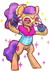 Size: 849x1222 | Tagged: safe, artist:dawnfire, derpibooru import, plaid stripes, pony, the saddle row review, bipedal, clothes, colored pupils, glasses, open mouth, scene interpretation, simple background, solo, spoon, spoon clothes, transparent background