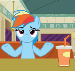 Size: 507x482 | Tagged: animated, captain obvious, caption, derpibooru import, dialogue, faic, not clothes, rainbow dash, rainbow dash is best facemaker, reaction image, safe, screencap, text, the saddle row review