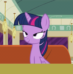 Size: 675x688 | Tagged: safe, derpibooru import, screencap, twilight sparkle, twilight sparkle (alicorn), alicorn, pony, the saddle row review, animated, cute, female, gif, mare, smuglight sparkle, solo, twiabetes