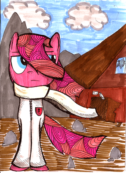 Size: 1024x1401 | Tagged: artist:colouredteapot, bubble berry, bubblini davinci berry, derpibooru import, pinkamena diane pie, pinkie pie, rock, rule 63, safe, solo, traditional art