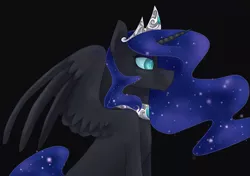 Size: 1095x770 | Tagged: artist:amber flicker, derpibooru import, nightmare moon, safe, simple background, smiling, solo