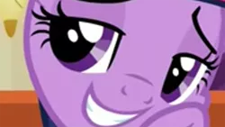 Size: 900x506 | Tagged: safe, derpibooru import, screencap, twilight sparkle, twilight sparkle (alicorn), alicorn, pony, the saddle row review, close-up, extreme close up, female, lidded eyes, mare, smuglight sparkle, solo